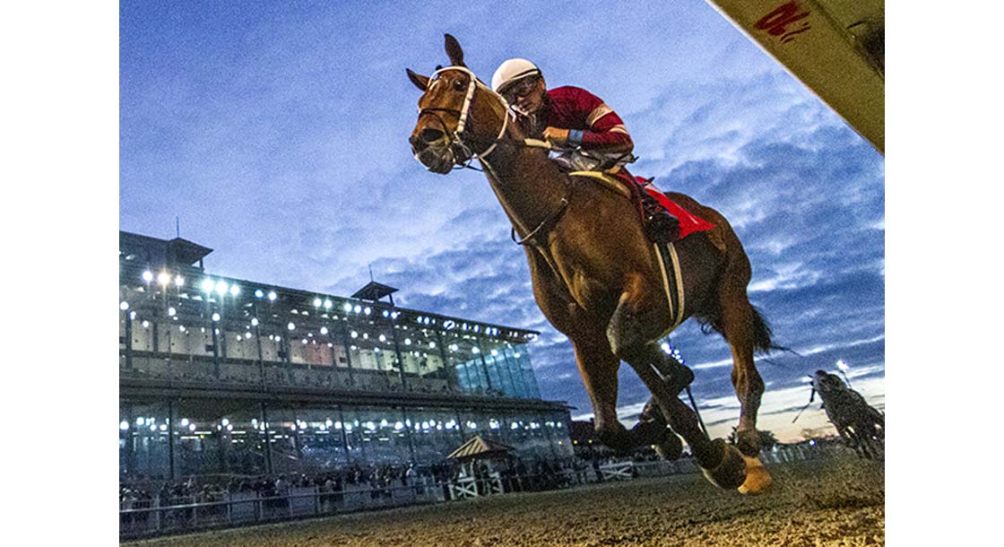 12/26/2021 - Epicenter with jockey Brian Hernandez, Jr. aboard pulls away to win the inaugural running of the $100,000 Gun Runner Stakes at Fair Grounds. Hodges Photography / Amanda Hodges Weir