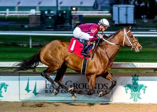 Epicenter with jockey Brian Hernandez, Jr. aboard at Fair Grounds Race Course & Slots