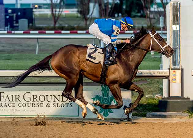ce's Road with Florent Geroux aboard wins the $100,000 Gun Runner Stakes at Fair Grounds.