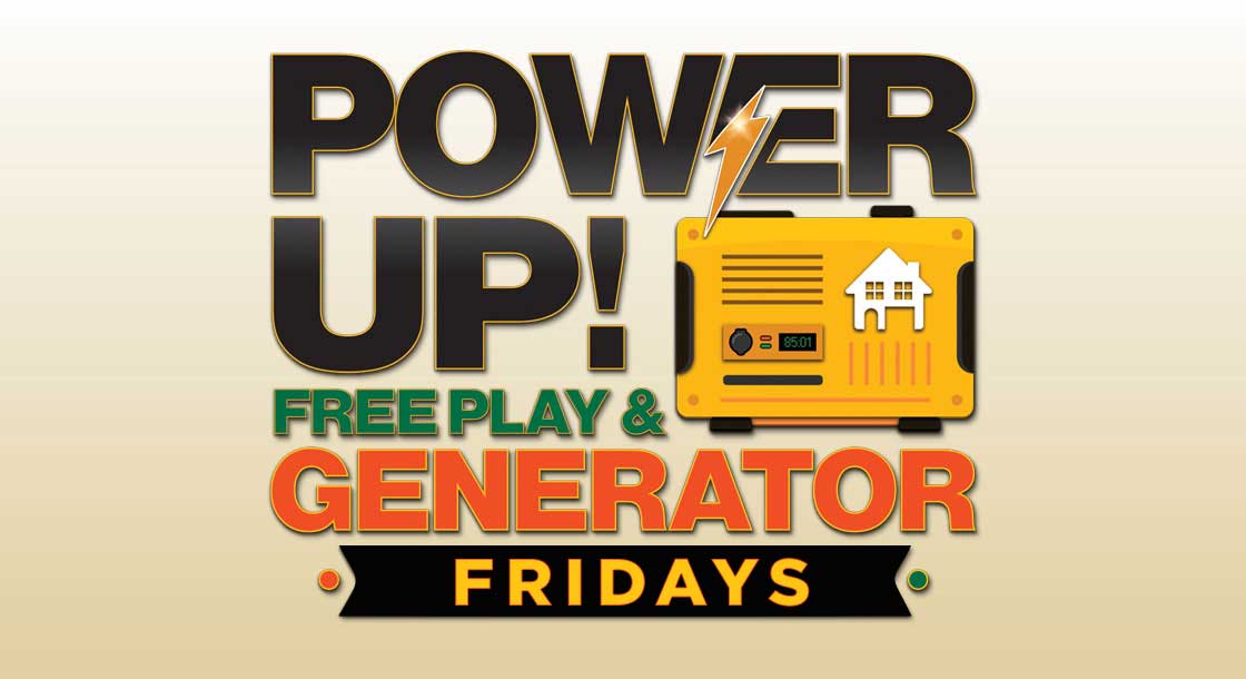 Power Up Free Play Generator Fridays promotions at Fair Grounds Race Course & Slots